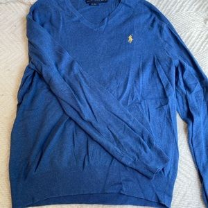blue polo sweater